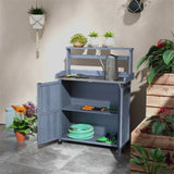 Potting Bench with Storage Cabinet-Gray 62222509