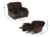 Luxurious Manual Recliner Chair in Chocolate with Skin-Friendly Fabric and Dual Cup Holders 57578.00CHO