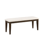 ZUN Dark Brown Finish 48-inch Bench 1pc Beige Fabric Upholstered Seat Classic Look Dining Wooden B011P196948