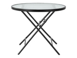 3-Piece Outdoor Bistro Set, Folding Chairs & Glass Table, Black 01009703