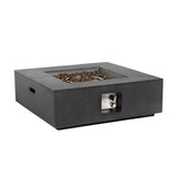 Outdoor Propane Fire Pit Table,Square Stone 35-inch Planter Base, 50,000 BTU Stainless Steel Burner, W3016P233629