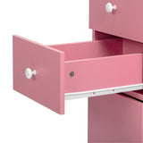 Nail Desk Folding Table, Pink MDF Manicure Station w/ 2 Drawers & 1 Door Cabinet for Nail Art Salon 58463404