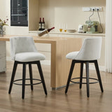 007-Swivel Counter Chairs, Modern Linen Fabric with Button-Tufted Backrest, Stylish Bar Stools, Set W2636P242111