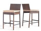 Set of 2 Patio Wicker Barstools, Outdoor Bar Height Chairs with Seat Cushions & Footrests for Patio 55928616