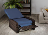 Outsunny Reclining Rattan 360&deg Swivel Chair Cushioned Recliner, Dark Blue W2225P485593