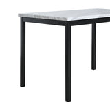 ZUN Noyes Metal Dining Table with Laminated Faux Marble Top, Off-white T2574P165158