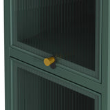 Modern Three-tier Glass Door Cabinet with Featuring Four-tier Storage, for Entryway Living Room W757P241565