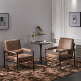 Single Iron Frame Chair Light Brown Technology Fabric Indoor Leisure Chair 43319375
