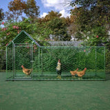 ZUN 10x3FT Metal Chicken Coop Run Backyard Hen House Poultry Habitat Cage w/Cover W2505P151984