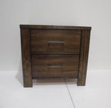 Wooden Nightstand with 2 Drawers in Oak Finish B016P252981