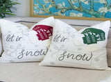 Let It Snow Christmas Throw Pillow 20x20" Square Cotton Cushion with Green Knit Hat Design and B357P609251