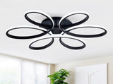 23 inch Modern LED Ceiling Light, 6 Rings Flower Flush Mount Light Fixture with Remote Control Black W5008P467008