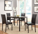 ZUN Set of 4 Metal Frame Chairs Brown Faux Leather Seat Black Metal Finish Dining Side Chairs B01146334