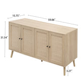 ZUN 4 Door Accent Cabinet Sideboard Buffet Storage Cabinet with Adjustable Shelf for Entryway Living W688P170031