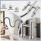 Kitchen Faucet with Pull Down Sprayer 3 Modes Stainless SteelPull Out Brushed Nickel Faucet for Bar W1217P298922