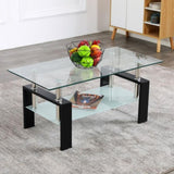 ZUN Arc Shaped Two Tiers Tempered Glass Coffee Table 58251189