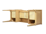 Dauphin Gold Accent 5-Drawer Wood Executive Desk Natural Brown Ash Wood & Veneer B2719P238477
