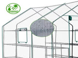 Large Walk-In Greenhouse with PE Cover, 12-Shelf Indoor Outdoor Garden Plant Shelves, Roll-Up Door & 98636468