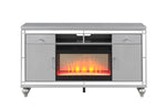 ZUN TV Stand With Electric Fireplace in Silver B00969705