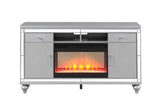 ZUN TV Stand With Electric Fireplace in Silver B00969705