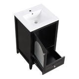 ZUN 20" Bathroom Vanity with Sink, Bathroom Cabinet with Soft Closing Glass Door, A Drawer, Black 94526635