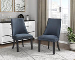 ZUN Blue Textured Fabric Upholstered Side Chairs Set of 2, Dark Walnut Finish Wooden Legs Modern Dining B011P257327