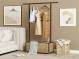 2-in-1 Bamboo Clothing Rack with Rolling Wheels & 60L Storage Basket - Brown 74073480