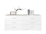 6 Drawer Double Dresser for Bedroom, Wide Storage Cabinet for Living Room Home Entryway, White 91140826