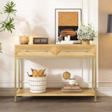 TREXM Entryway Table, Console Table with Two Drawers, Retro Hallway Table with Striking Geometric N715P227910N