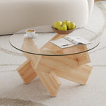 ZUN Circular glass coffee table, 33.4-inch modern and distinctive design tea table. Tempered glass W1151P146792