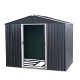 ZUN 8ft x 6ft Outdoor Metal Storage Shed with Floor Base,Black W540P175677