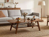 Mid Century Modern Coffee, 100% Solid Oak Wood Coffee with Storage Shelf, 2-Tier Coffee W3204P469105