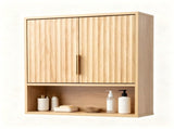2-Door 3-Tier Slatted Bathroom Wall Cabinet 24.49"*22.83"*8.07 Oak 35998404