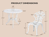 3 PCS Outdoor Set, All-Weather Cast Aluminum Rose Table and Chairs Set of 2, Patio 58855132