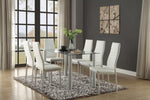 ZUN Modern Style White Metal Finish Side Chairs 2pc Set Faux Leather Covered Contemporary Dining Room B01167365