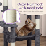 ZUN 57 inch Cat Tree Cat Tower for Indoor Cats, Cat House with Padded Platform Bed, Toy Balls, Large 81517350