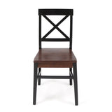 ZUN Roshan Farmhouse Acacia Wood Dining Chairs, Black / Walnut 62888.00BWALN