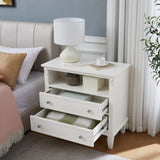 Open Space and 2 Drawers Dresser Nightstand with Charging Station, Farmhouse End Table with USB W1693P216932