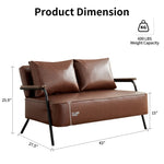 ZUN 44” W Small Loveseat Sofa Couch Faux Leather Modern Futon Sofa Bed with Wider Seat Depth Upholstered 46977756