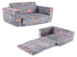 Kids Foldable Sofa Bed with Night Glow 2-in-1 Convertible Childrens Lounge Chair, Soft Flannel 76699199