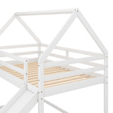 Twin Size Bunk House Bed with Slide and Ladder,White WF285894AAK