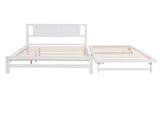 Full Size Platform Bed with Adjustable Trundle,White 67335800