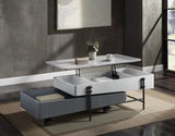 Grey and White High Gloss Coffee Table with Lift Top B062P209130