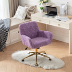 ZUN A&A Furniture Office Chair,Artificial rabbit hair Home Office Chair with Golden Metal W1143P154102