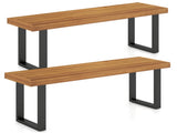2PCS Solid Acacia Wood Outdoor Dining Bench , 800 LBS Weight Capacity Patio Garden Bench 95720090