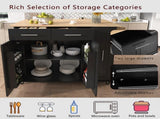 Kitchen Island with Drop Leaf, Kitchen Cart with 3 Tier Pull Out Cabinet Organizer, Internal 24787751