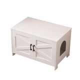 ZUN Cat Litter Box Enclosure, Litter Box Furniture Hidden with Barn Door, Wooden Washroom Furniture, W3008P235397