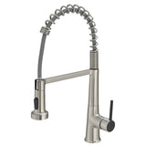 ZUN Faucet for Kitchen Sink, Brushed Nickel Kitchen Faucet with Pull Down Sprayer, Modern Commercial W1932P154732