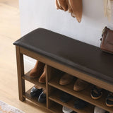 A height-adjustable long shoe-changing bench,made of natural rubberwood,comes with a comfortable W487P289973
