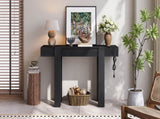 TREXM Rustic Minimalist Console Table with Hidden Drawer, Side Power Outlet,Wood Entryway Table for N715P361518B